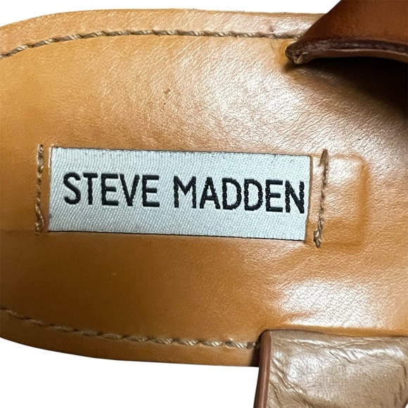 Steve Madden Donddi 11 Leather Brown Tan Strappy Boho Chic Flat Casual Sandals - Picture 6 of 9